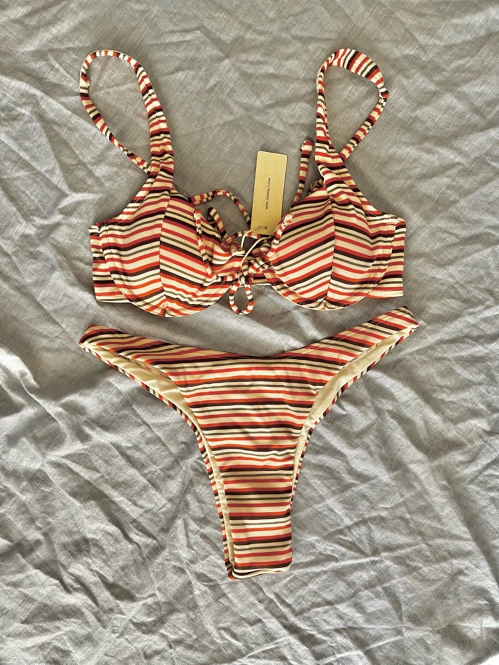 SeaMolly Striped Tie-Front Bikini Set